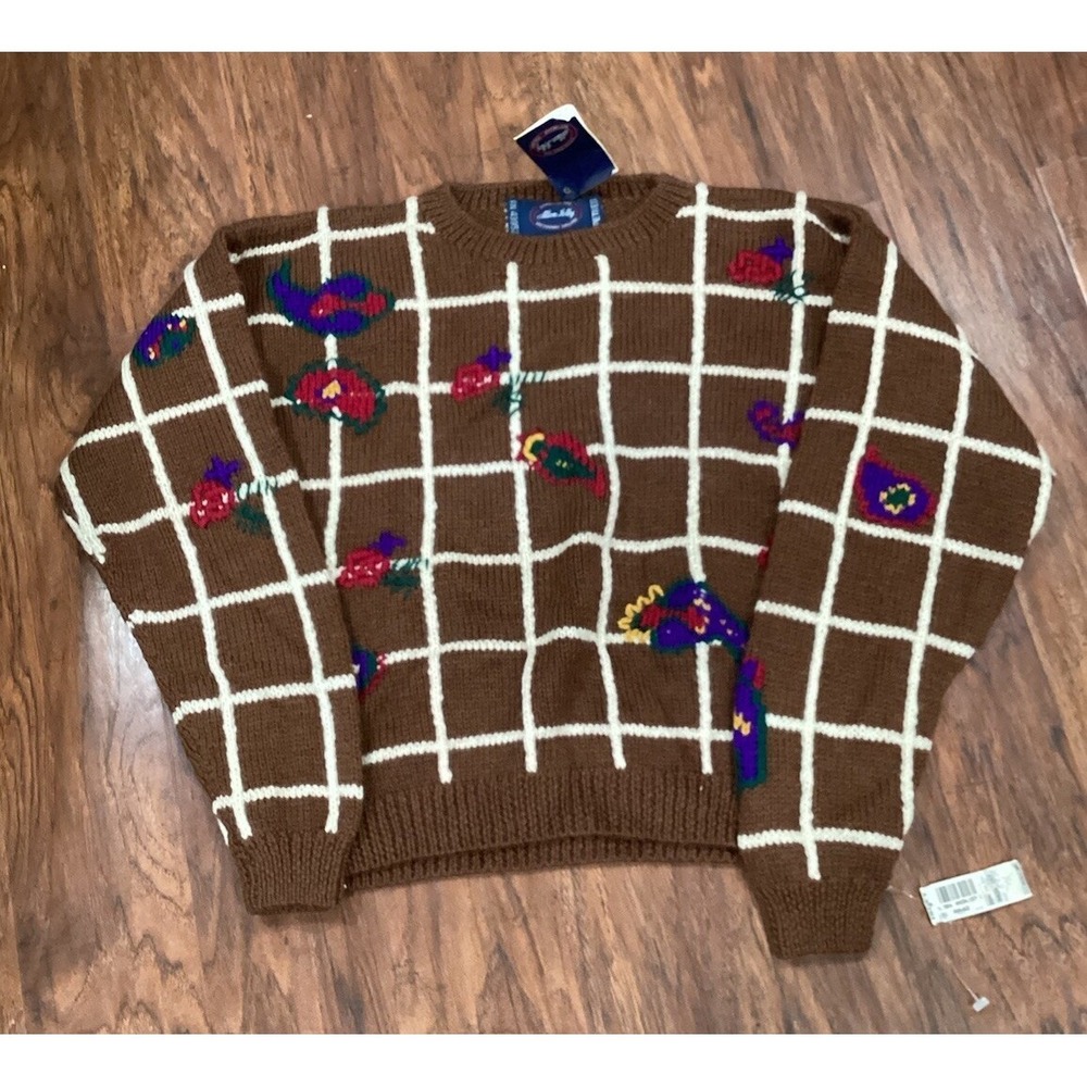 Vintage  Sweater Allen Lolly  Knitted 100% Wool Size Small PetitesRN43952